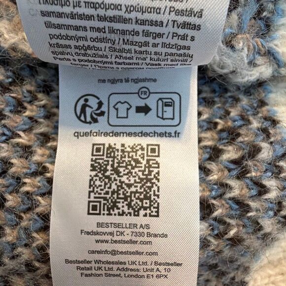 Vero Moda Floral Print Open Front Cardigan Sweater Cream Brown Blue Chunky Knit - Picture 12 of 12